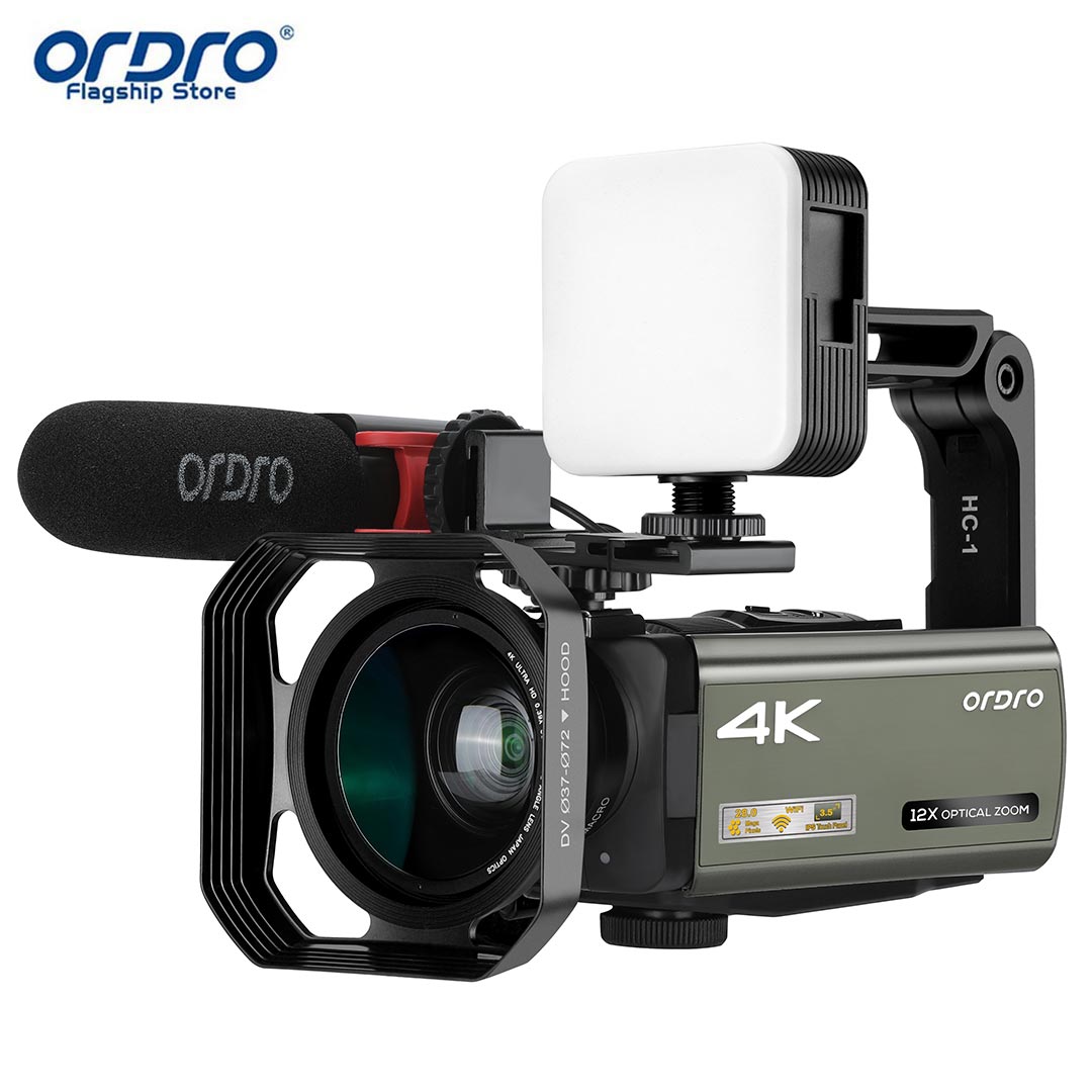 Video Camera for Blogger Live Streaming, Ordro AX60 3.5" Touch Screen 12x Optical Zoom 4k Professional Camcorders YouTube Vlog ราคา 12,455 บาท*ส่งฟรี