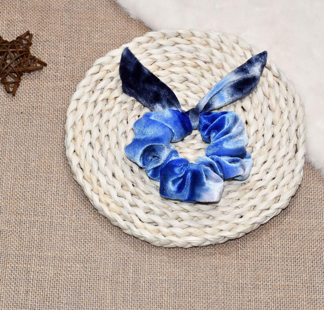 ZHUGE หญิงยางรัดผมแหวนโบว์ผูกผมหางม้ากระต่าย Hairband สีลูกอมกระต่ายหูผม Scrunchie