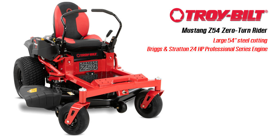 Ride on Lawnmower รถตัดหญ้านั่งขับ TROY-BILT Mustang 54 Zero-Turn รถตัดหญ้าแบบนั่งขับ 54 นิ้ว เบนซิน 25 แรงม้า (Made in USA) ราคา 259,000 บาท*ส่งฟรี