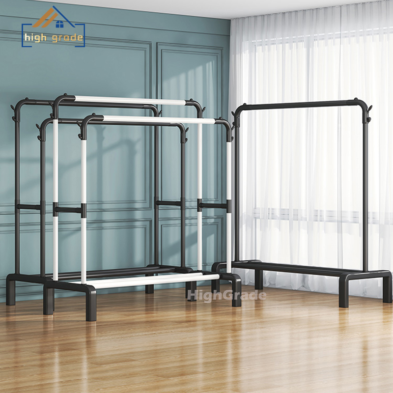 ราวตากผ้า บาร์เดี่ยว บาร์คู่ มีชั้นวางของที่เเขวนหมวก โครงเหล็ก มีชั้นวางของที่เเขวนหมวก ง่ายต่อการประกอบ ราคา 171 บาท*ส่งฟรี