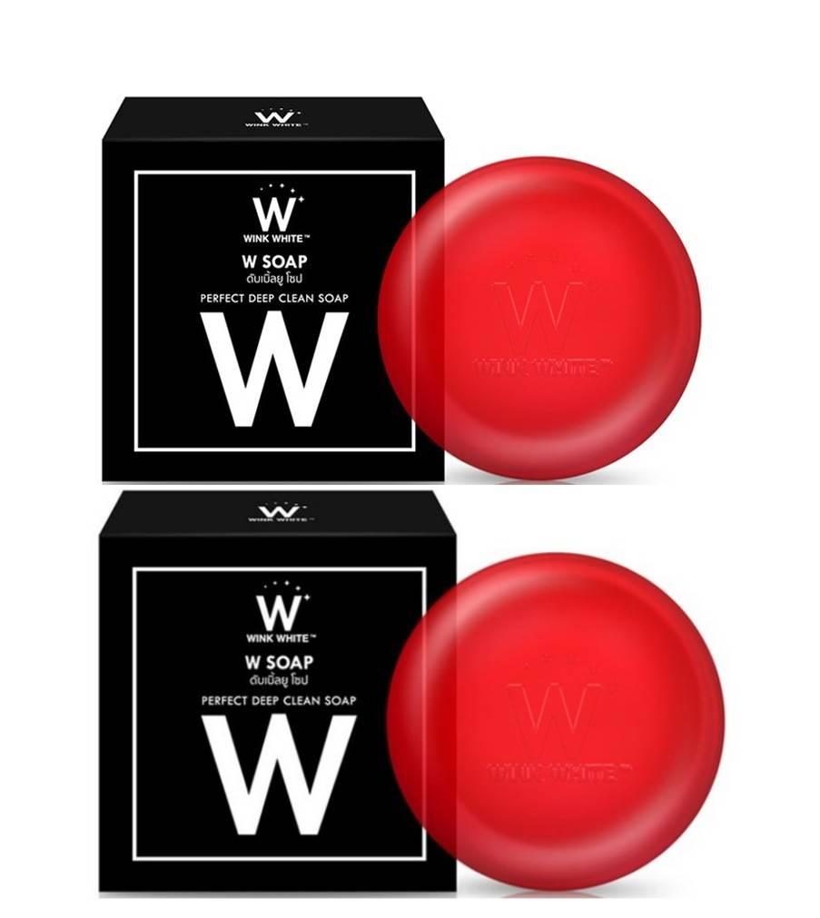 WINK WHITE W SOAP สบู่ดับเบิ้ลยู จาก วิงค์ไวท์ 30 กรัม (2 ก้อน )