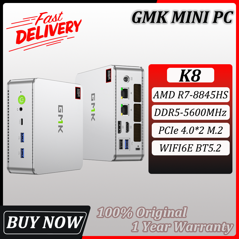 GMK K8 Mini PC AMD Ryzen 7 8845HS Max 5.1GHz DDR5 5600Mhz PCIe 4.0 M.2 2280 SSD Windows 11 Pro WIFI6E BT5.2 Dual 2.5G LAN Gamer Computer 1 Year Warranty ราคา 16,234 บาท*ส่งฟรี