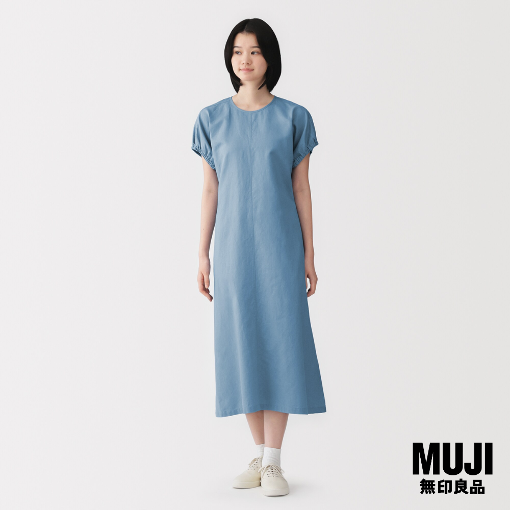 มูจิ เดรสแขนสั้น ผู้หญิง - MUJI Women's Linen Blended Cotton Short Sleeve Dress รุ่น BC2RLA6S ราคา 790 บาท*ส่งฟรี