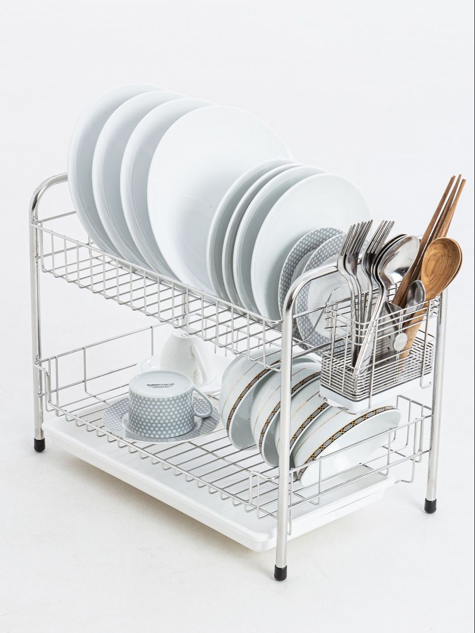 KOWA HOME WARE KWH-S004 KWH-K001ชั้่นคว่ำจาน 2 ชั้น สแตนเลส 304 2 ชั้น พร้อมที่ใสช้อน-ส้อม มีถาดรองน้ำ ขนาด w 47x l 29.5x h 40 Cm./ และ ที่ใส่ช้อน ขนาด w 14 x l 8.5x h 12 Cm. ราคา 1,980 บาท*ส่งฟรี