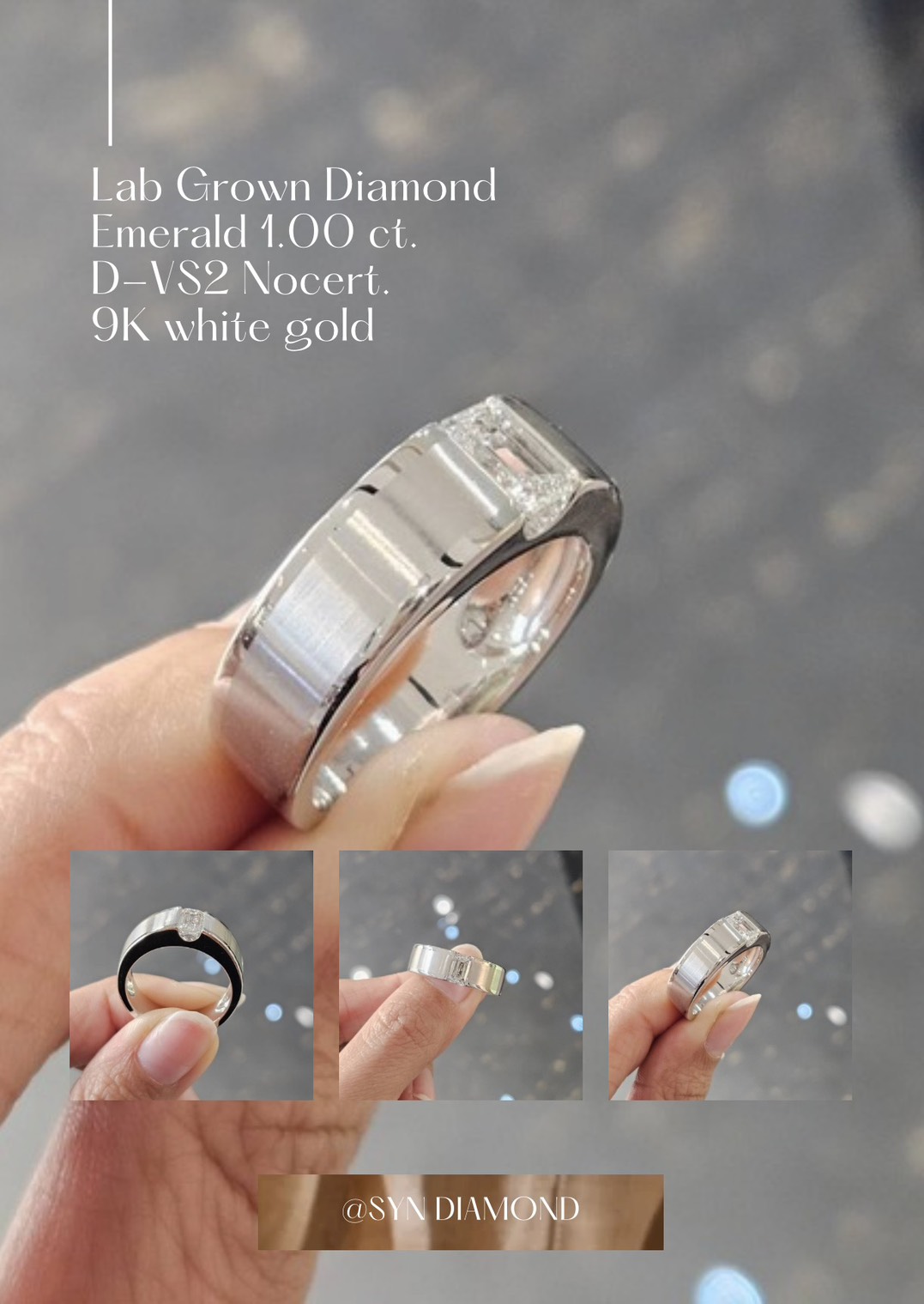 แหวนผู้ชาย Emerald 1.00 กะรัต 9K ทองขาว: ไอเทมที่ต้องมีเพื่อลุคเหนือระดับ