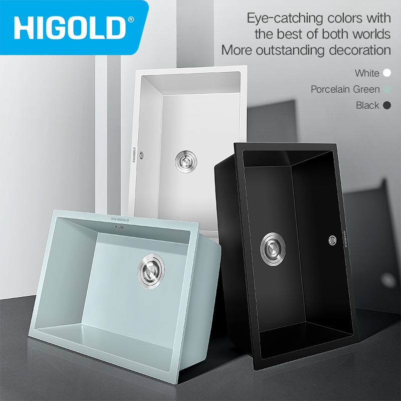 HIGOLD 28 Inch Kitchen Quartz Sink Narrow Sides Large Single Sink Household Sink Undercounter Sink Dishwasher Sink Draining Basket Set ราคา 6,629 บาท*ส่งฟรี