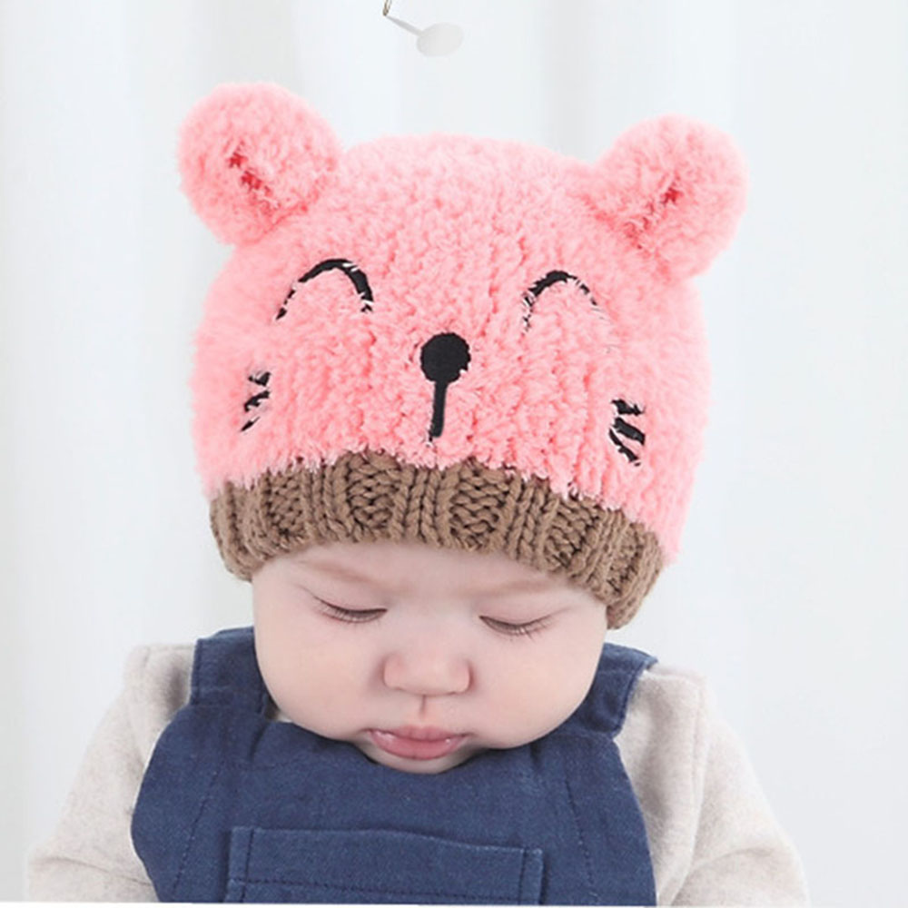 ZHUJI หมวกแก๊ปน่ารักบีนนี่โครเชต์เด็กหญิงแฟชั่น1Pcs Warm ฤดูหนาวเด็กทารกถักหมวก
