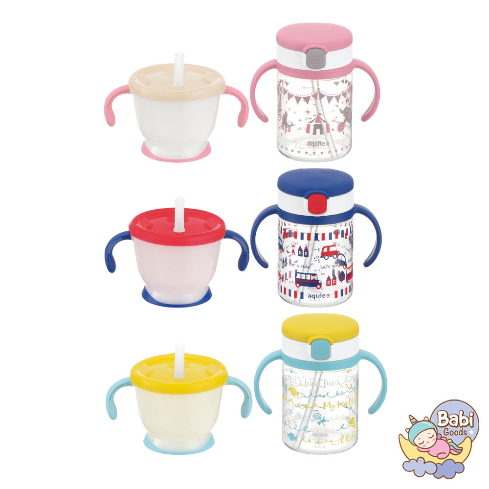 Richell AQ straw training mug & clear straw bottle mug ราคา 1,000 บาท*ส่งฟรี