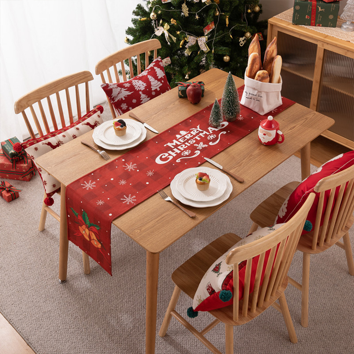 Dziiemall Christmas Tablecloth ผ้าปูโต๊ะ คริสต์มาส ลายกระดิ่ง ของแต่งบ้าน ของขวัญปีใหม่ แลกของขวัญ โต๊ะกลาง 2024 ปีใหม่ ราคา 249 บาท*ส่งฟรี