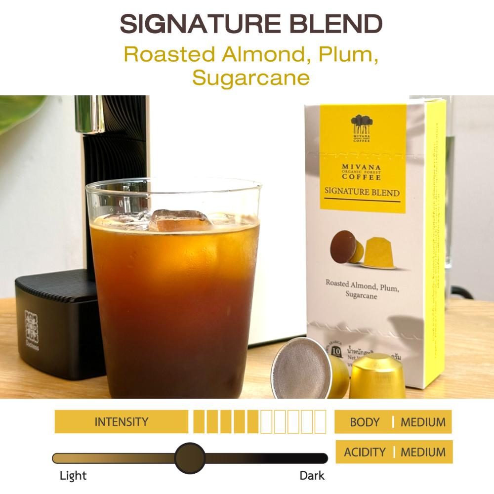 Mivana Coffee Capsules Organic Arabica Signature Blend 55g. (Capsule Medium Roast) ราคา 285 บาท*ส่งฟรี
