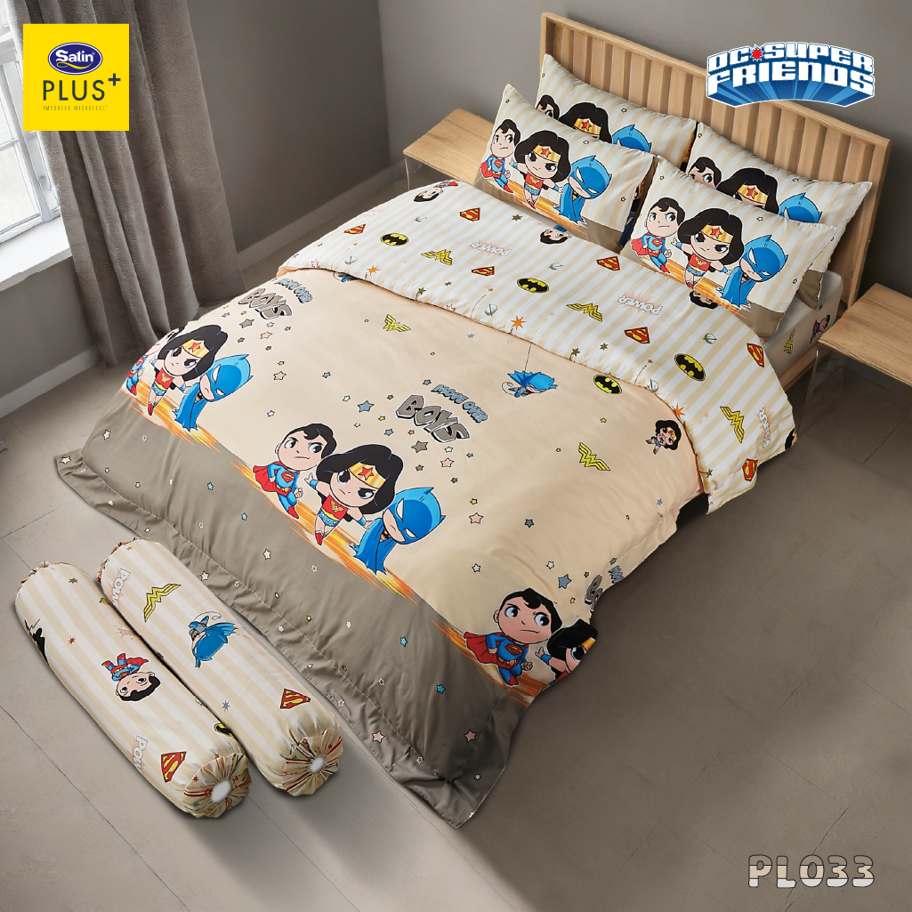 [New Arrival] Satin Plus ชุดเซท ผ้าปูทีนอน 6 ฟุต ผ้าปูที่นอน5ฟุต และ ผ้าปูที่นอน3.5ฟุต + ผ้านวม DC Super Friends ลิขสิทธิ์แท้100% ราคา 1,290 บาท*ส่งฟรี