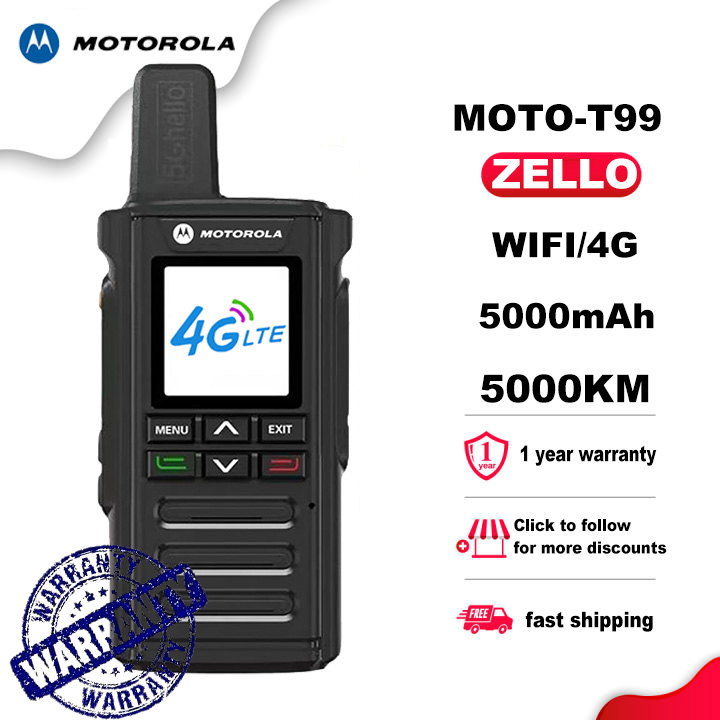 MOTOLOLA T99 Zello poc รีโมทคอนโทรลไร้สายวอล์คกี้ทอล์คกี้ซิมการ์ดโทรศัพท์มือถือ4G 3G 2gandroid บลูทูธ PTT WiFi GPS ทั่วโลก8000km