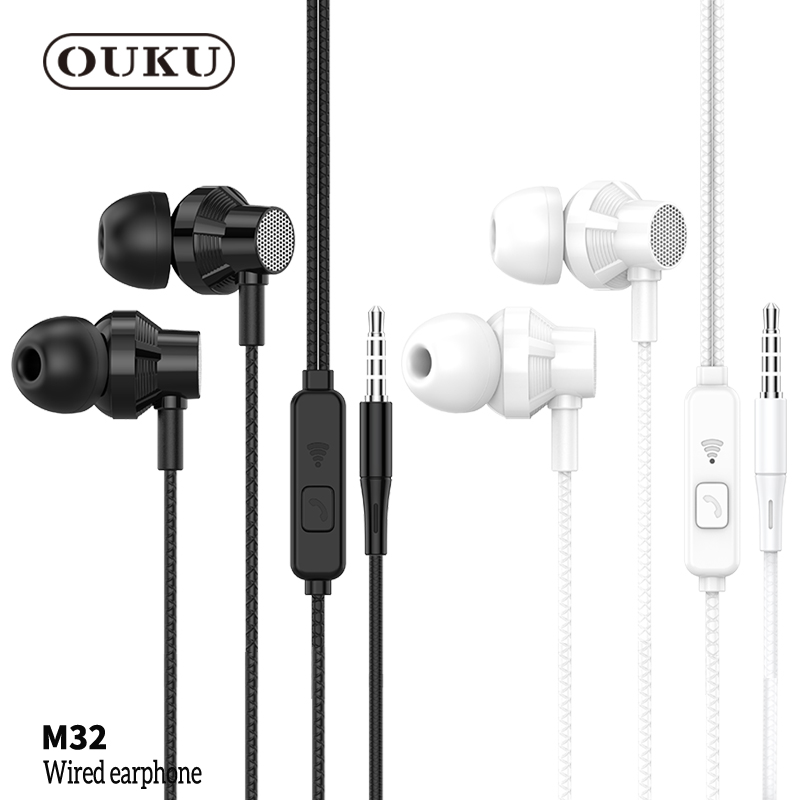 New!! Ouku M32 cheap earphone, headset with microphone, high quality, good accent sound, ready to ship, 100% genuine ราคา 49 บาท*ส่งฟรี