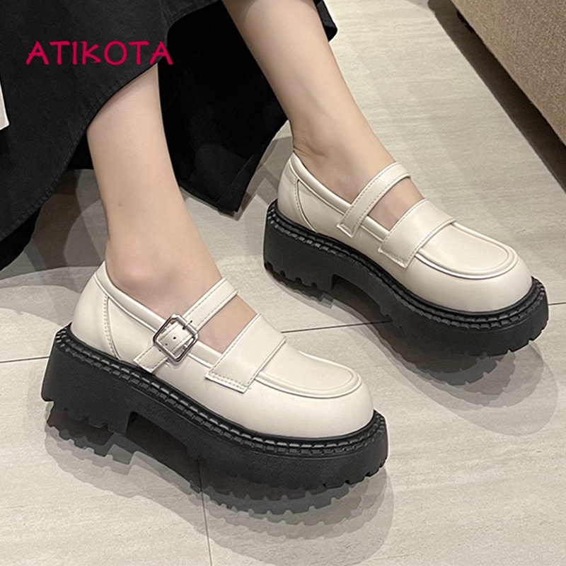 Atikota ผู้หญิง เจเค แมรี่ เจน รองเท้าหนังแฟชั่นสไตล์วิทยาลัยด้านนอกสวมใส่สบายๆ อารมณ์รองเท้าเดียว ราคา 438 บาท*ส่งฟรี