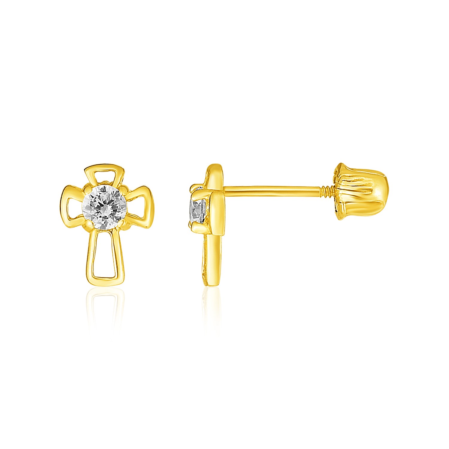 Nathalias NY 14k Yellow Gold Cross Childrens Earrings ราคา 5,400 บาท*ส่งฟรี