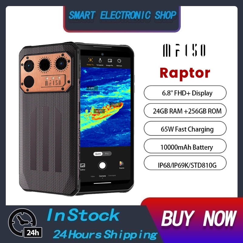 IIIF150 Raptor โทรศัพท์ถ่ายภาพความร้อน 6.8 นิ้ว 120Hz Ultra บาง IP68 โทรศัพท์มือถือที่ทนทาน 12GB 256GB 108MP 10000mAh 65W Fast CHARGING ราคา 15,500 บาท*ส่งฟรี