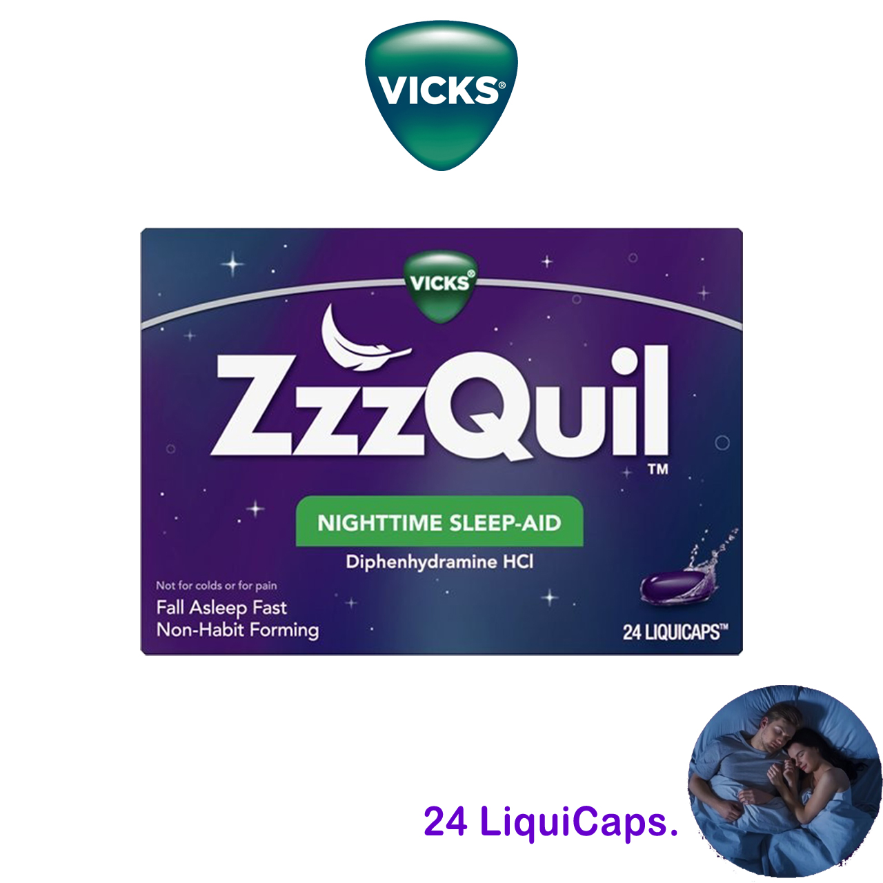 Vicks ZzzQuil Nighttime Sleep-aid 24 LiquiCaps ราคา 855 บาท*ส่งฟรี