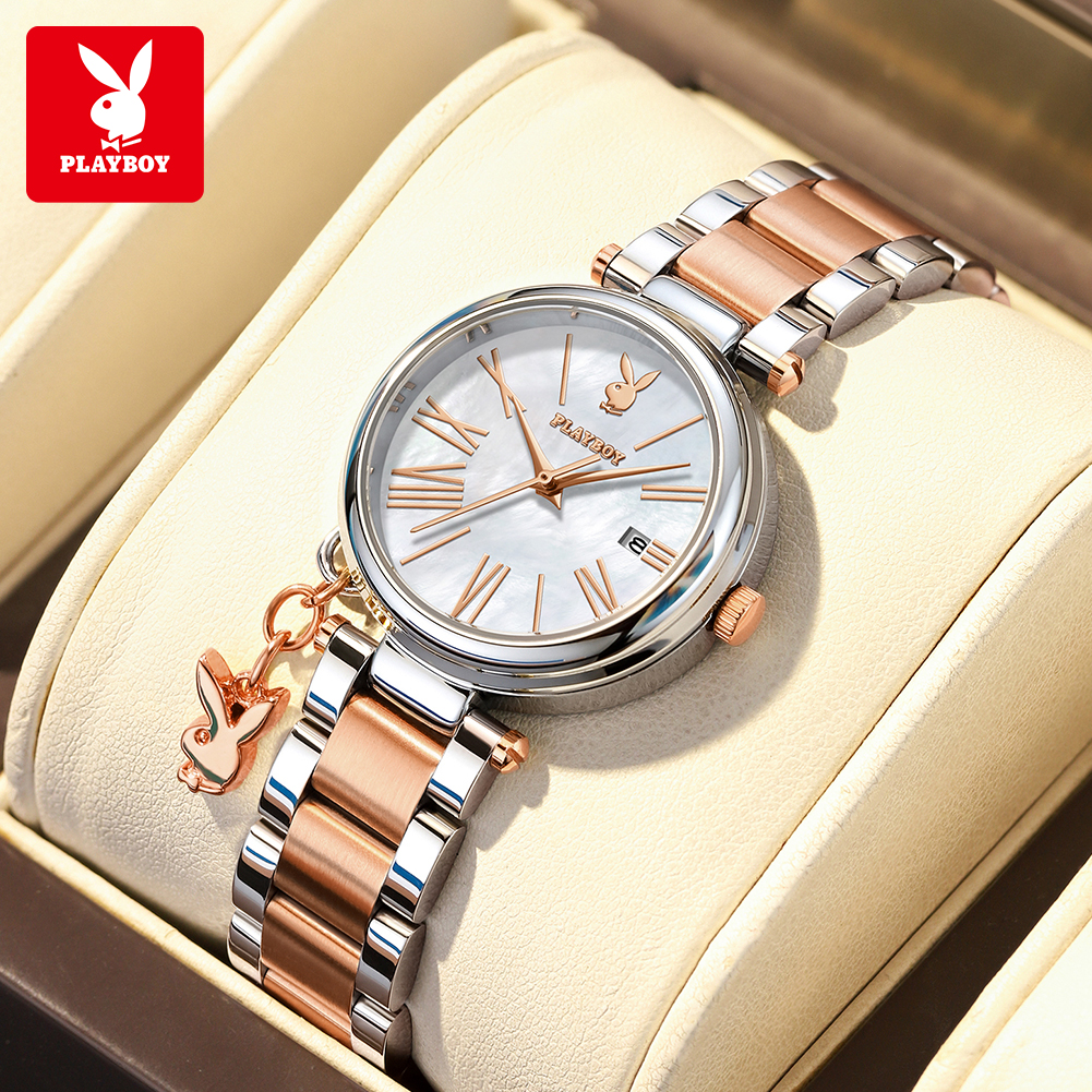 Playboy Women's Wristwatch, Waterproof 30m, Modern, Delicate Quartz System, Suitable for Every Occasion. Birthday Gift Free Gift Box Included ราคา 1,059 บาท*ส่งฟรี