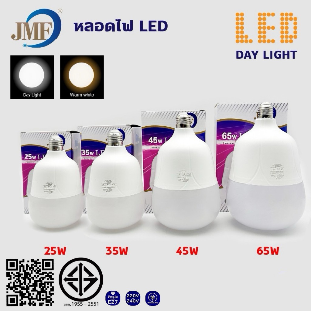 Led Light Bulb 25W. 30W. 35W. 40W. 45W. 55W. 65W. 75W. White Light, Merchant Light Bulbs, Light Bulbs, Shipped from Thailand. ราคา 58 บาท*ส่งฟรี