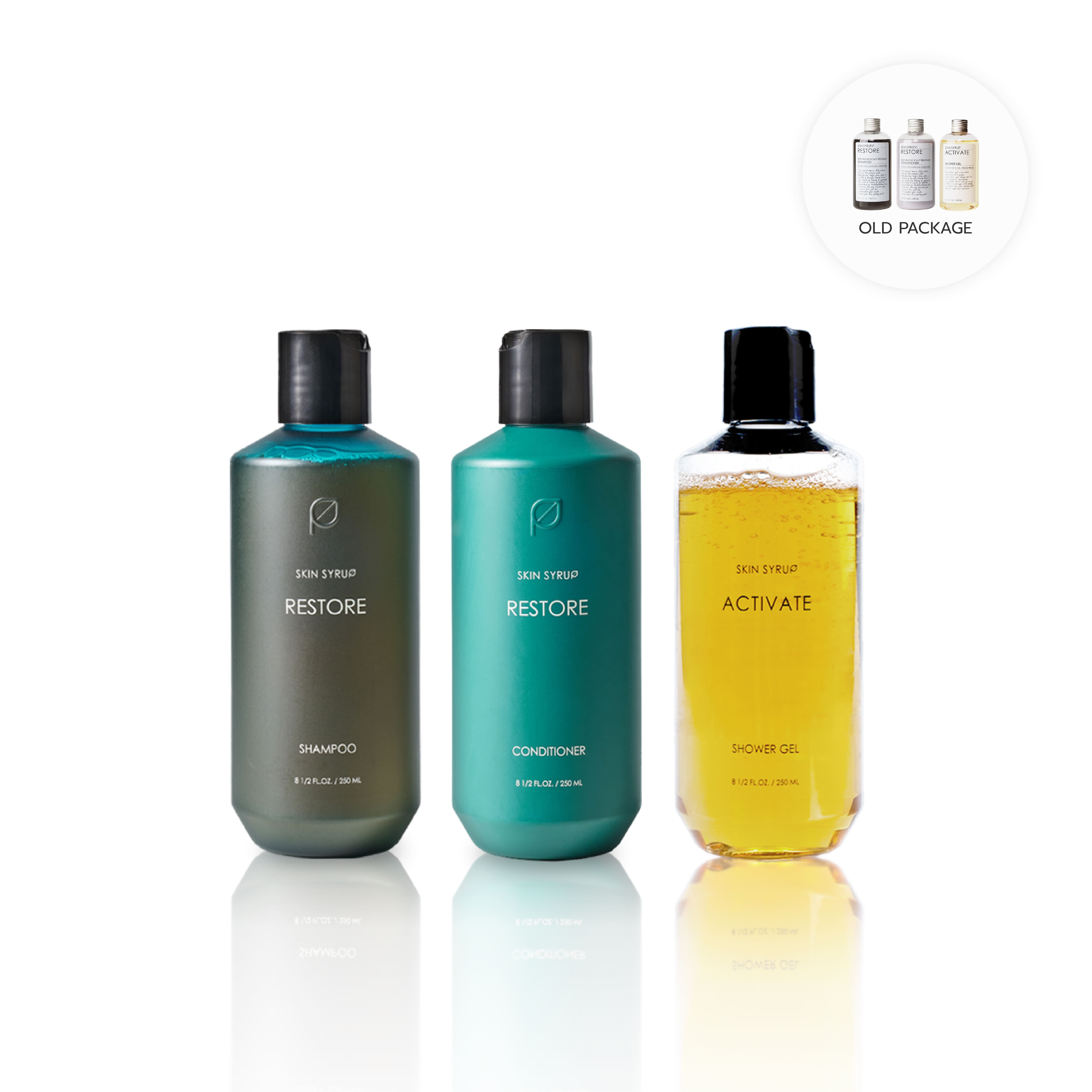 [New] Set a – Hair Care & Shower Gel (L) Set of Shampoo, Conditioner, and Shower Gel Made from 100% Natural Extracts from Skin Syrup. ราคา 1,040 บาท*ส่งฟรี