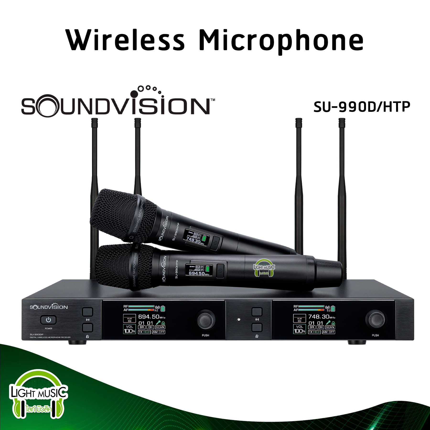 Wireless Microphone Soundvision SU-990D/HTP มือถือ 2 ตัว 4 เสา UHF 694.5-757.7 MHz ไมค์ลอย ไมค์ไร้สาย ไมโครโฟนไร้สาย ราคา 15,900 บาท*ส่งฟรี