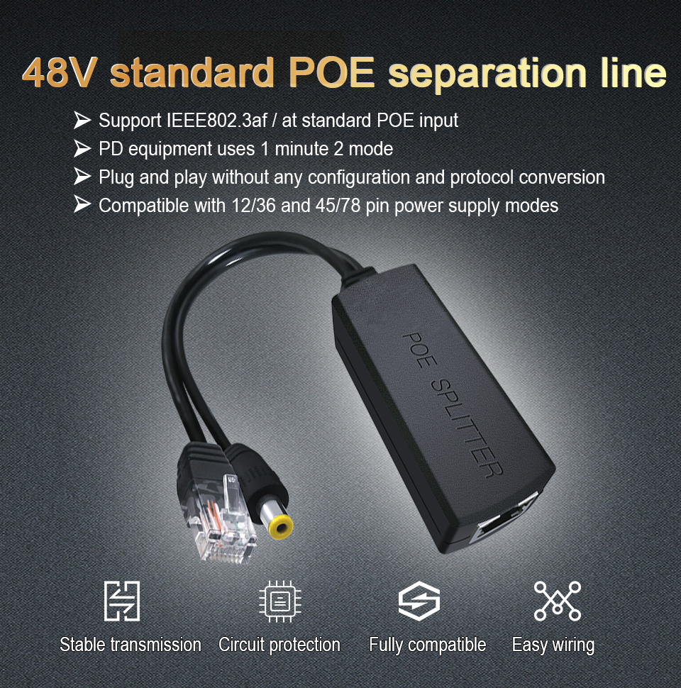 รูปภาพเพิ่มเติมของ Active PoE Splitter Power Over Ethernet 48V to 12V ตัวแปลง Passive  POE 48V เป็น 12V  ใช้กับกล้องที่ไม่มี POE ในตัว (ส่ง Kerry)