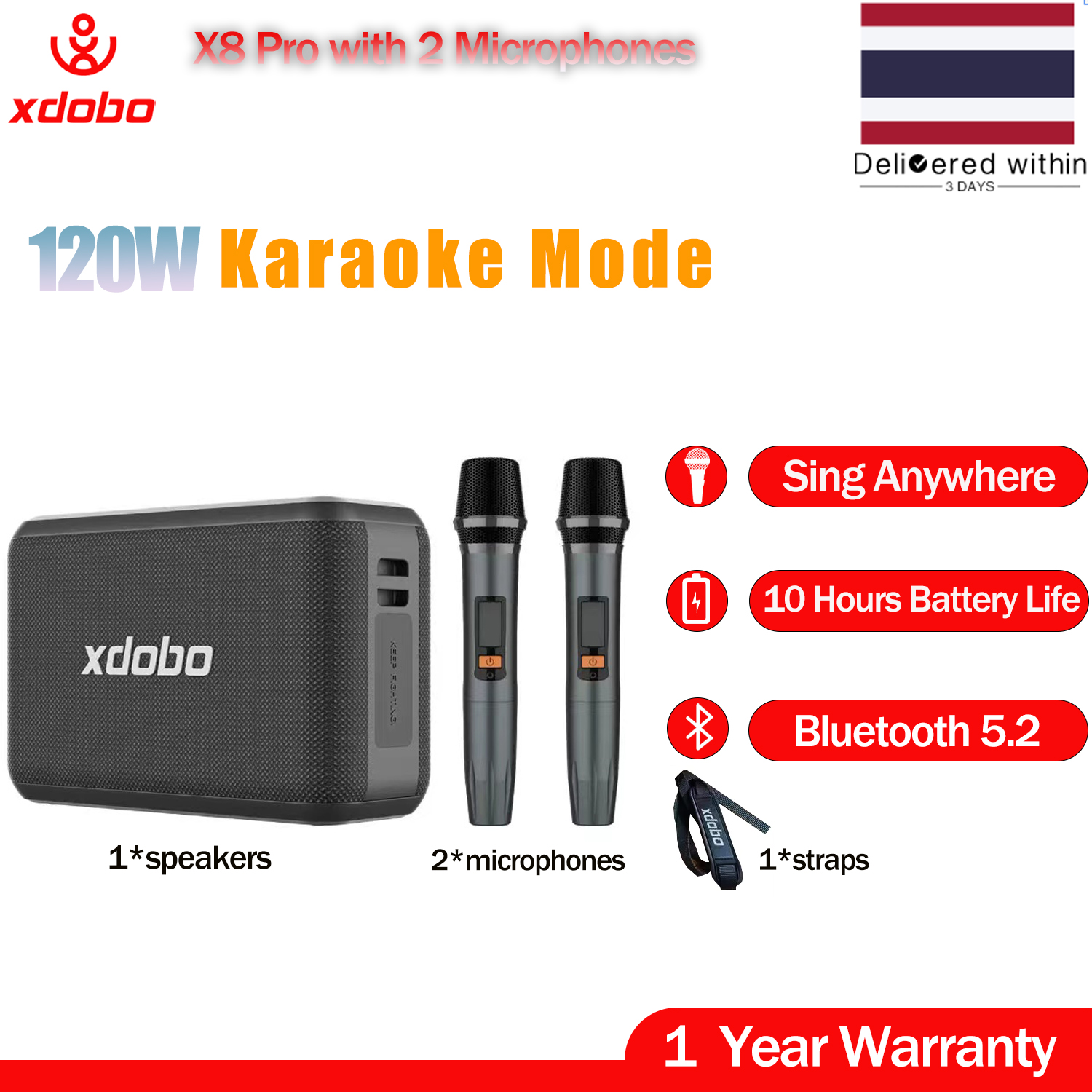 หูฟังบลูทูธไร้สาย หูฟัง TWS ตัดเสียงรบกวน XDOBO X8 Pro 120W ลำโพงไร้สายบลูทู ธ โหมดคาราโอเกะ TWS โหมดพร้อม 2 ไมโครโฟนวูฟเฟอร์ลึกลำโพงกันน้ำ