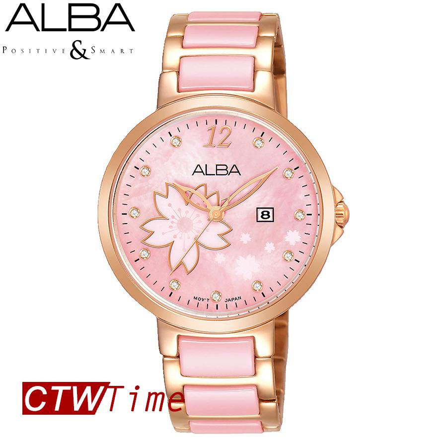 Alba Special Edition นาฬิกาข้อมือผู้หญิง สายสแตนเลส/เซรามิค รุ่น AXU040X1 (สีชมพู/พิ้งค์โกลด์)