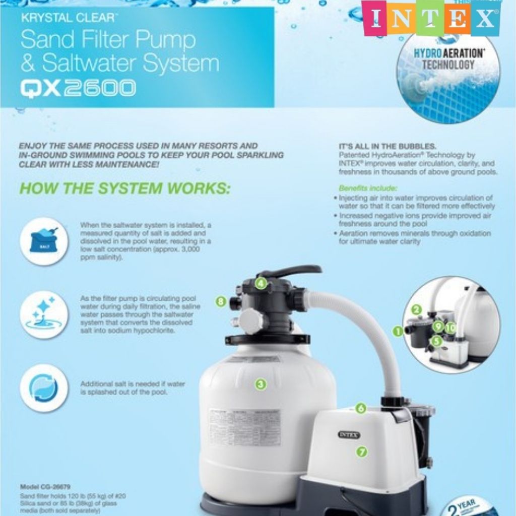 Intex Krystal Clear Swimming Pool Water Filter with Built-In Salt System, Model 26680 / 26676 ราคา 22,999 บาท*ส่งฟรี