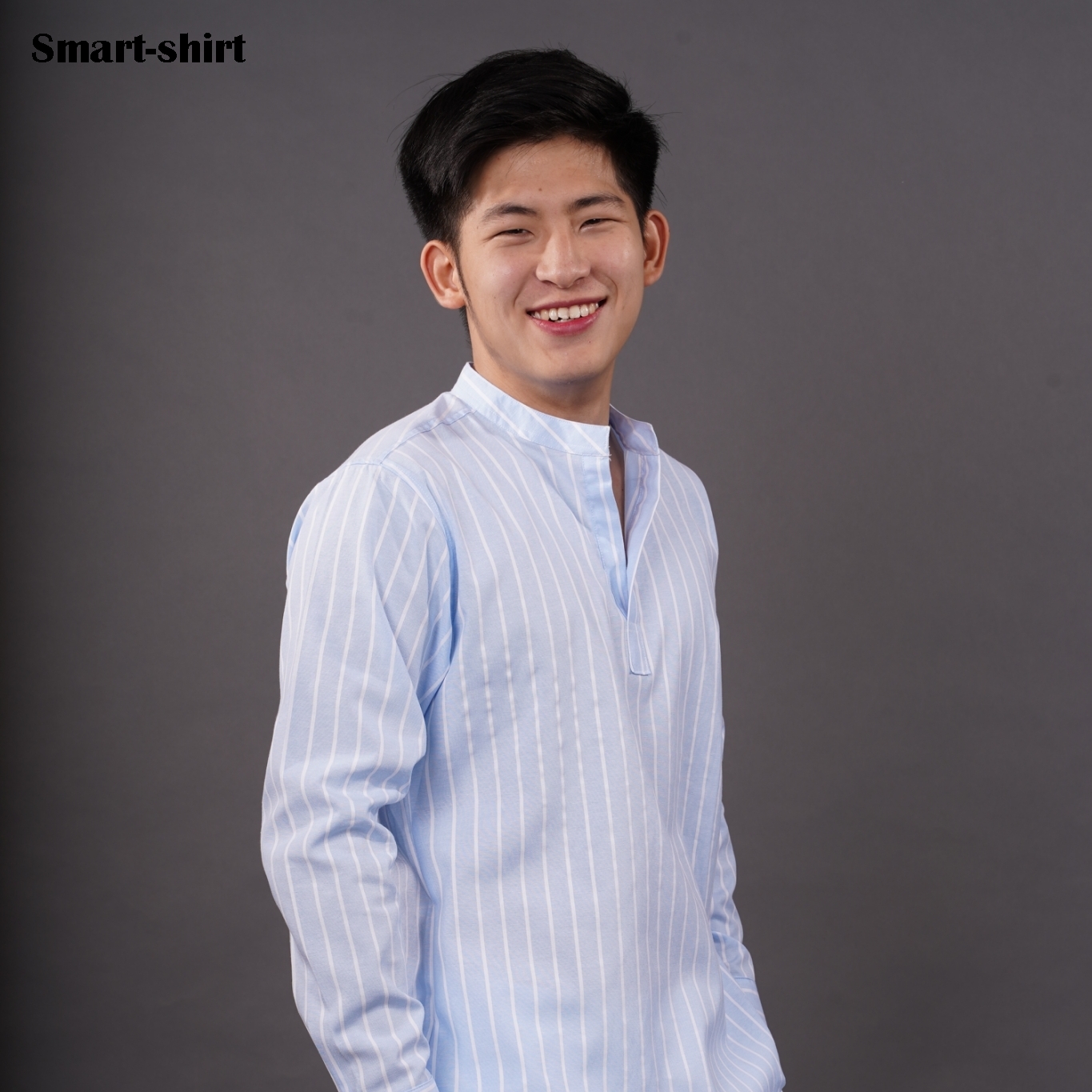 เชิ้ต Smart Shirt แบบผ่า คอจีน แขนยาว หลากหลายสี