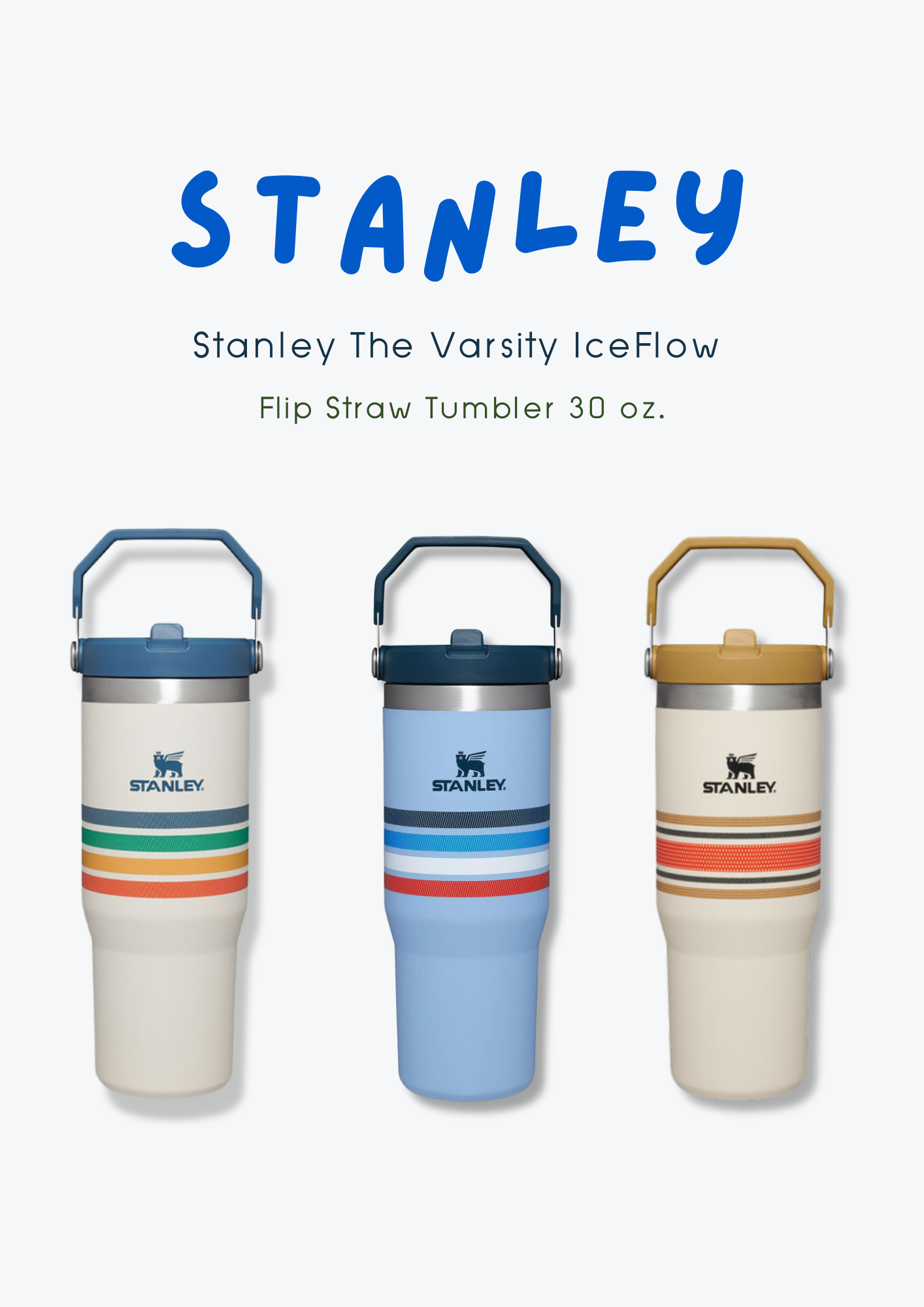 Stanley 30 oz. Varsity IceFlow Tumbler with Flip Straw, Cream Mesh