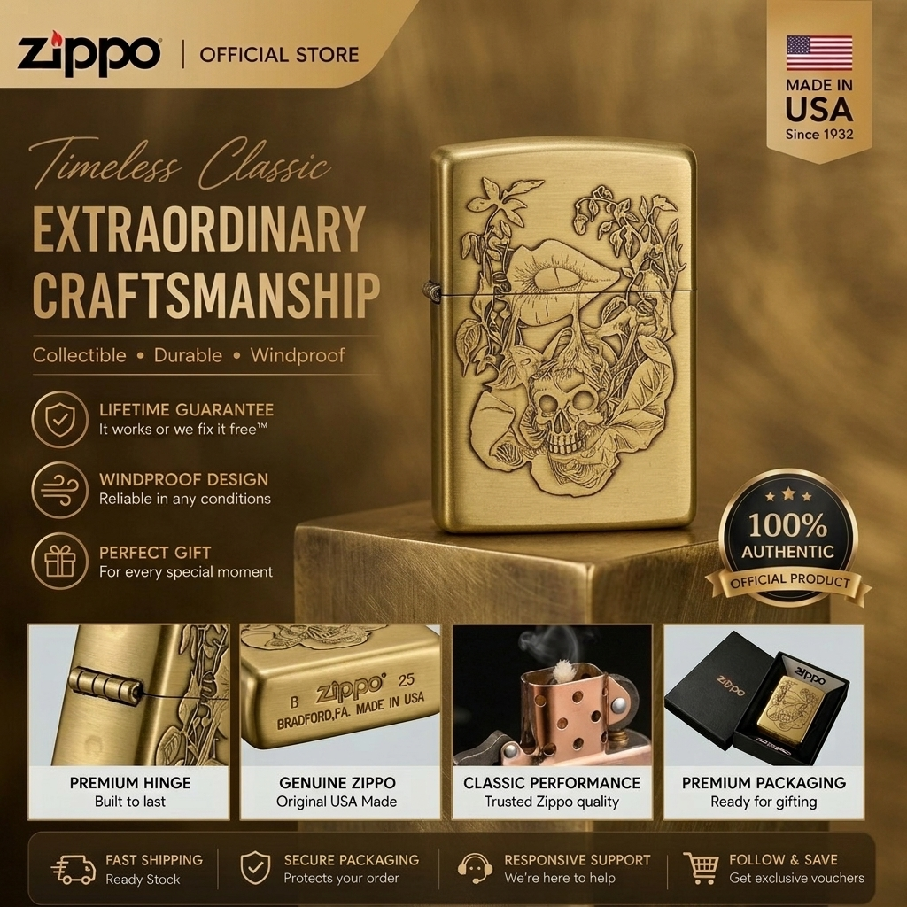 Zippo Authentic Brass "Unwavering Commitment" Windproof Lighter, Lze-0807 ราคา 2,289 บาท*ส่งฟรี