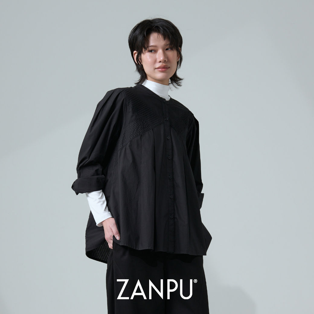 Zanpu Ss26 Long-Sleeve Shirt with Round Neckline Lawn Long-Sleeve Shirt Bl-9260502 (Black) ราคา 3,990 บาท*ส่งฟรี