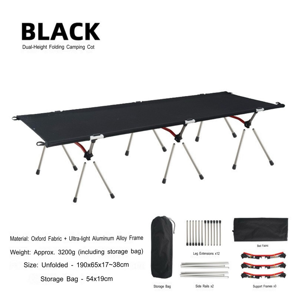 Cls Camping Cot Sta340, Adjustable to 2 Levels, Can Support Weight up to 150kg. Strong Aluminum Frame, Shipped from Bangkok. ราคา 1,713 บาท*ส่งฟรี