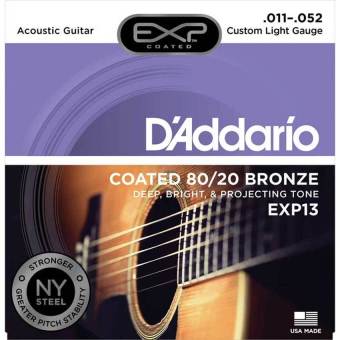 D'Addario สายกีต้าร์โปร่งแบบเคลือบ 11-52 รุ่น EXP13 D'Addario สายกีต้าร์โปร่งแบบเคลือบ 11-52 รุ่น EXP13