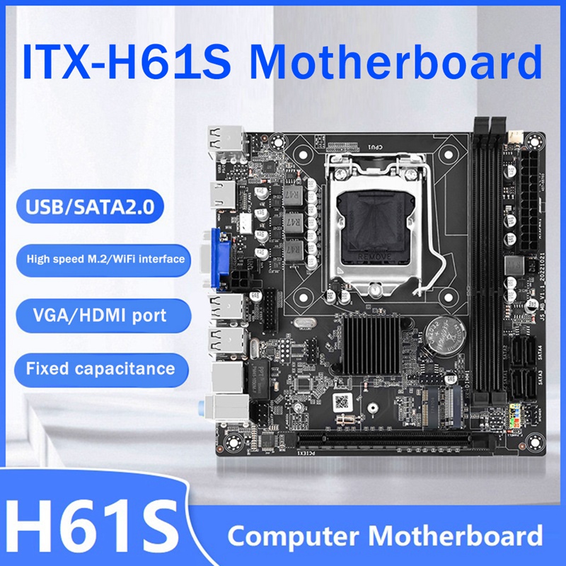 : H61S Motherboard, LGA1155 CPU Dual Channel DDR3, PCIE 16X,  SATA2.0, DEBUG Pin M.2 HDMI VGA WiFi Interface, USB 2.0, ATX Gaming  Motherboard : Electronics