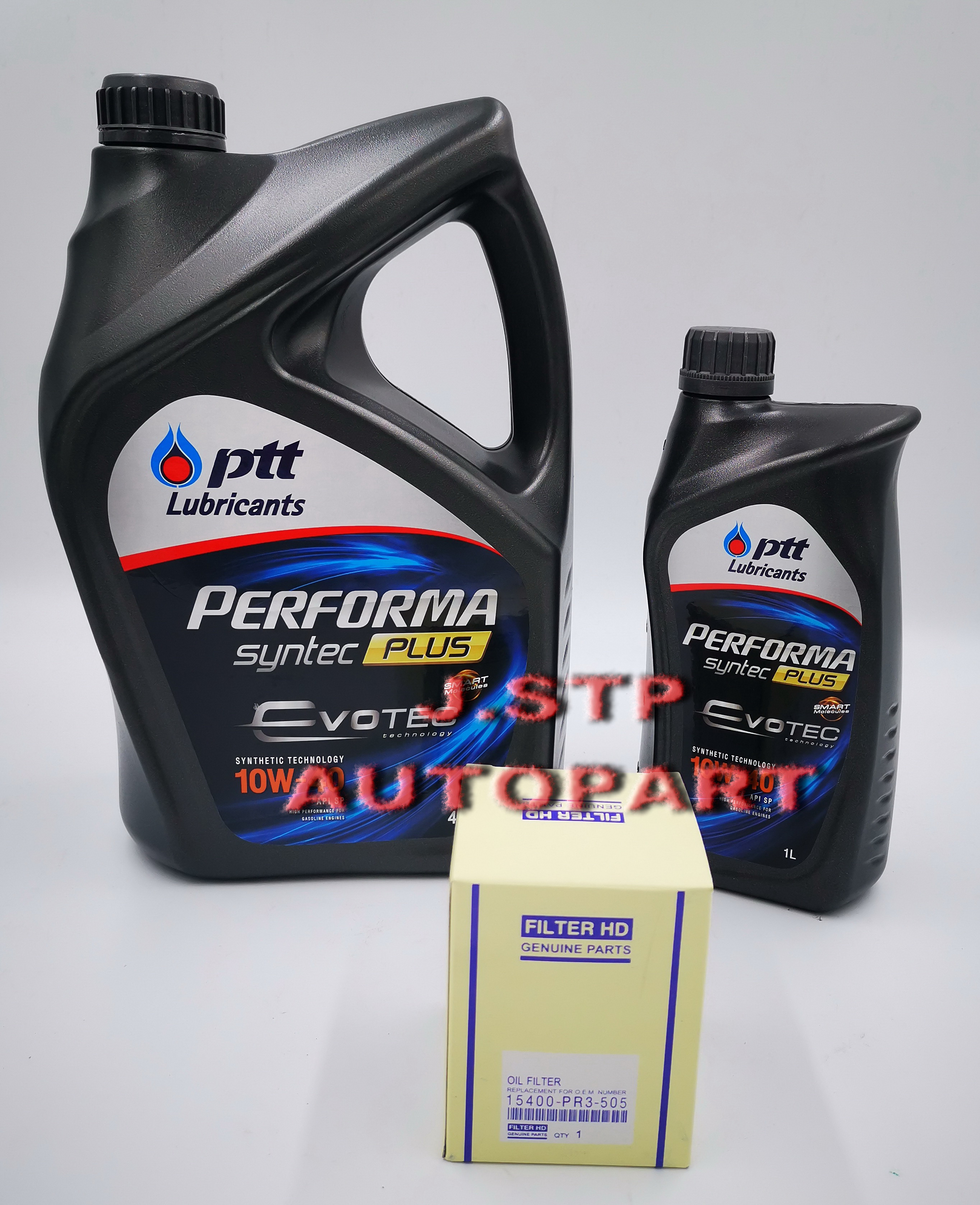 PTT Performa Synthc Plus EVOTEC 10w-40 เบนซิน ขนาด 5 ลิตร(4+1 ลิตร)+กรองน้ำมันเครื่อง/กรองเครื่อง Honda ใช้ได้ทุกรุ่น (City, Jazz, Civic, Accord, CRV, BRV, HRV, Brio, Amazz)Filter HD ราคา 780 บาท*ส่งฟรี