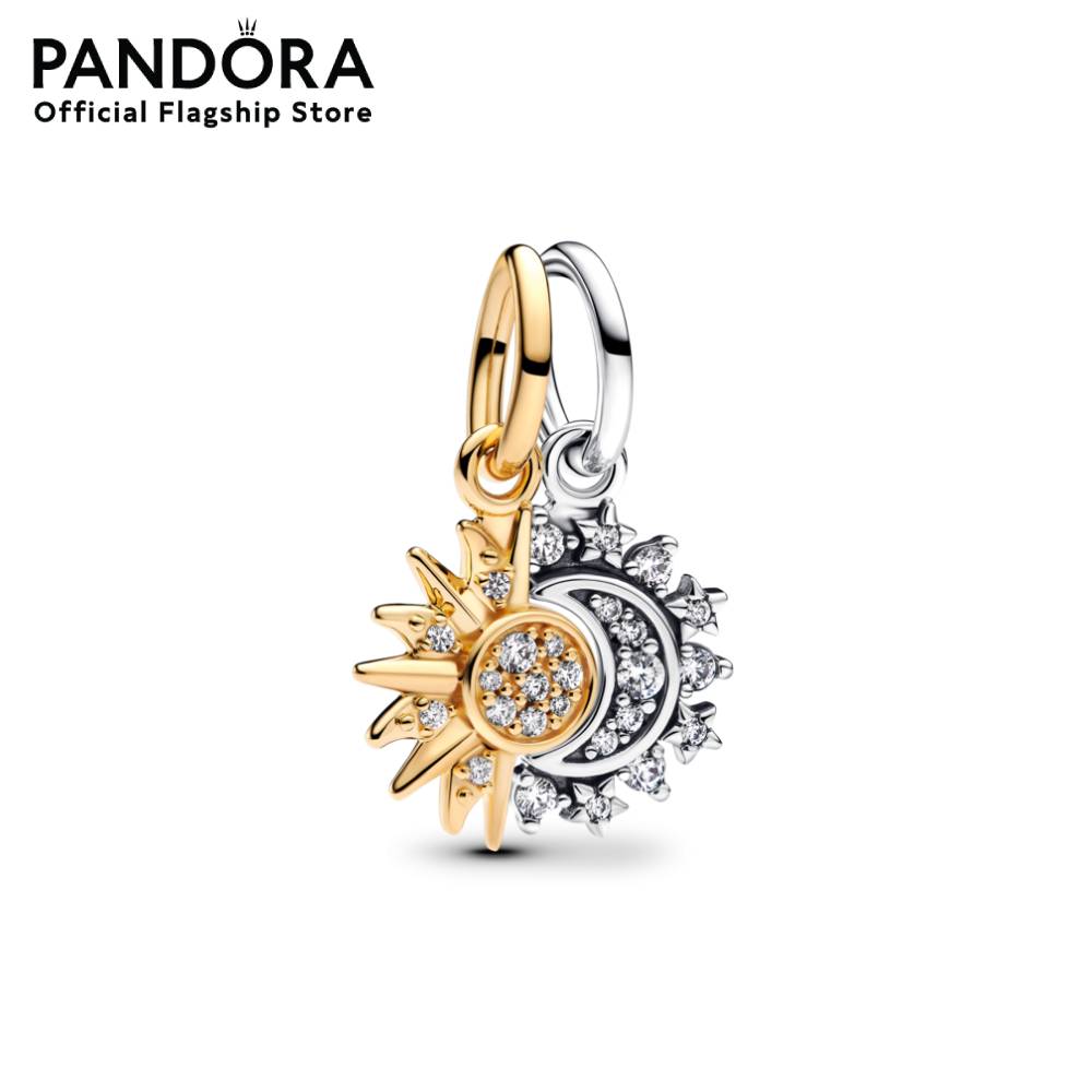 Pandora Gold Sun and moon sterling silver and 14k gold-plated splittable dangle ราคา 3,640 บาท*ส่งฟรี