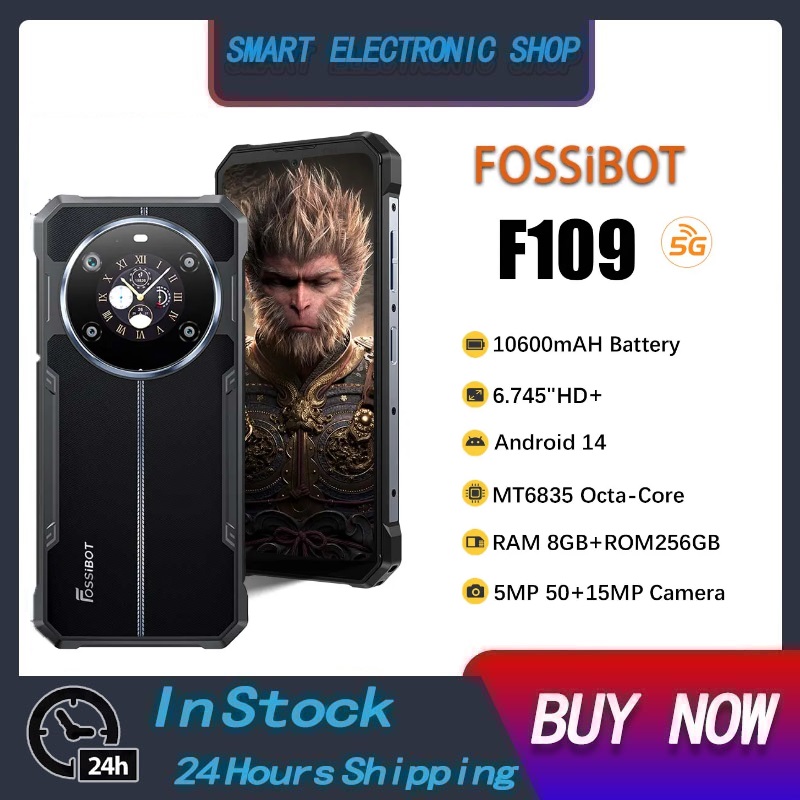 Fossibot F109 5G Rugged Phone 10600mAH Battery 6.75 Inch Display Cell Phone 8GB RAM+256GB ROM Android 14 NFC Mobile Phone ราคา 7,788 บาท*ส่งฟรี