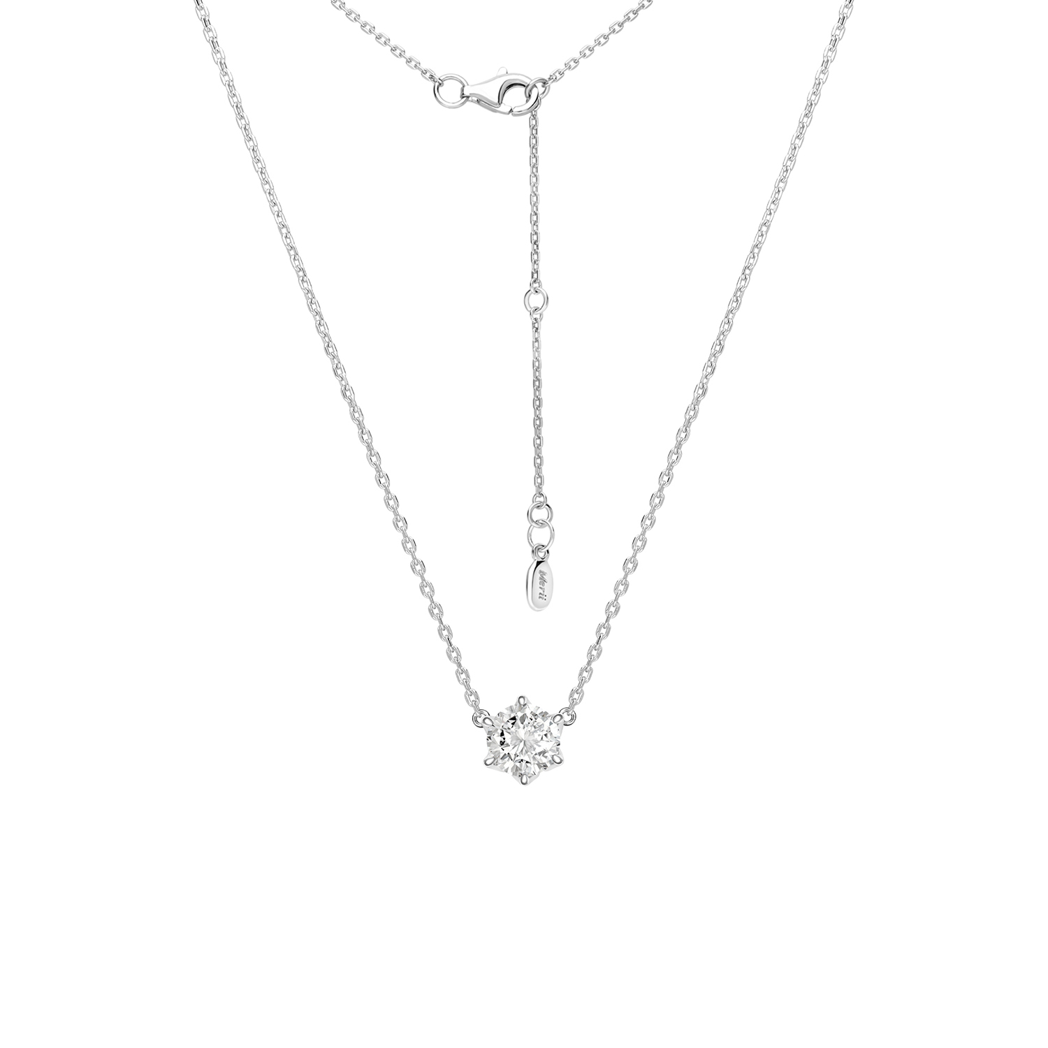 Merii 100 Cuts: Silver rhodium plated 6.5 mm round cut 100 facet CZ solitaire pendant with 16" necklace 221N0397-01 ราคา 2,720 บาท*ส่งฟรี