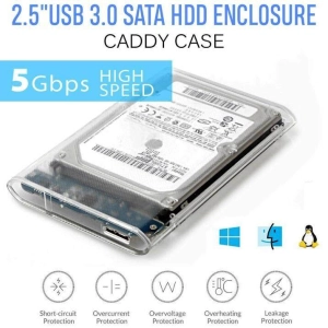 สินค้า กล่องใส่ฮาร์ดดิส External Hard Drive Case Enclosure Transparent 2.5 Inch SATA to USB 3.0 Hard Drive SSD Enclosure HDD Case St Max 2TB Tool-free Design with Free USB 3.0 Cable
