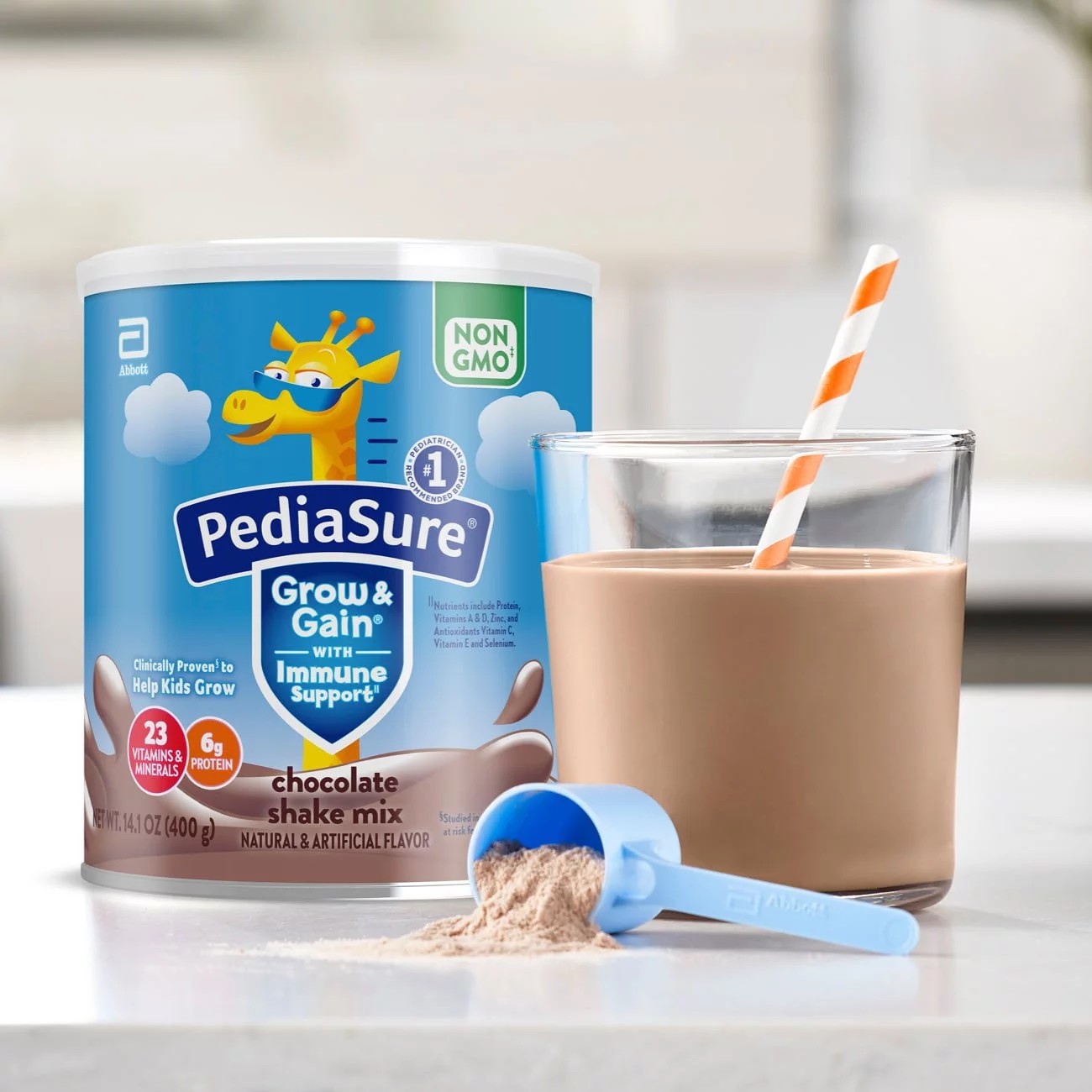 PediaSure Grow & Gain Shake Mix Powder นมชงสูตรช่วยให้เด็กเติบโต นมผงเพิ่มความสูง ขนาด 14.1 Oz/400 g