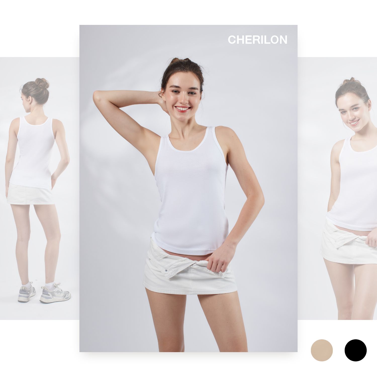CHERILON เชอรีล่อน เสื้อกล้าม เสื้อทับ ผ้าฝ้าย 100% ทอไร้ตะเข็บข้าง นุ่ม ใส่สบาย สีดำ สีขาว สีเนื้อ OTIB-VCT2 ราคา 146 บาท*ส่งฟรี
