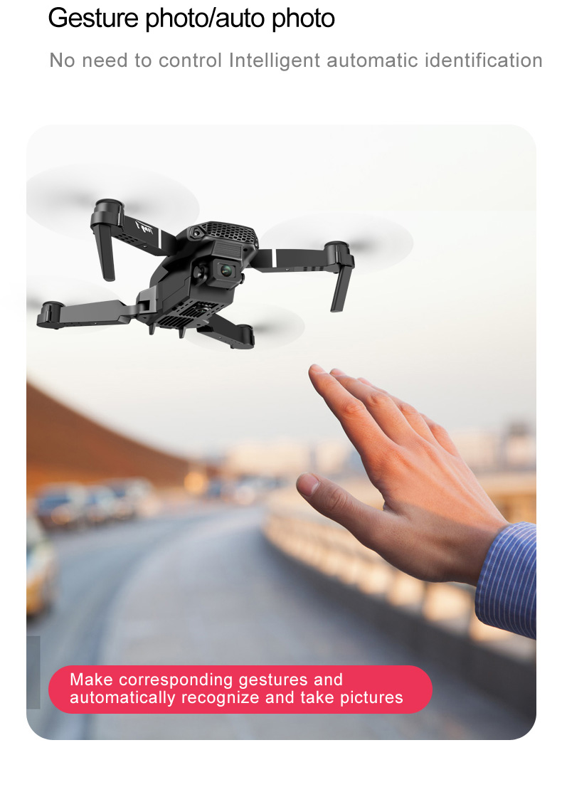ข้อมูลเพิ่มเติมของ E88โดรนพร้อมกล้อง โดรน Rc Drone 4k HD Wide Angle Dual Camera WiFi fpv Drone Dual Camera Qpter Real-time transmission Helicopter Toys