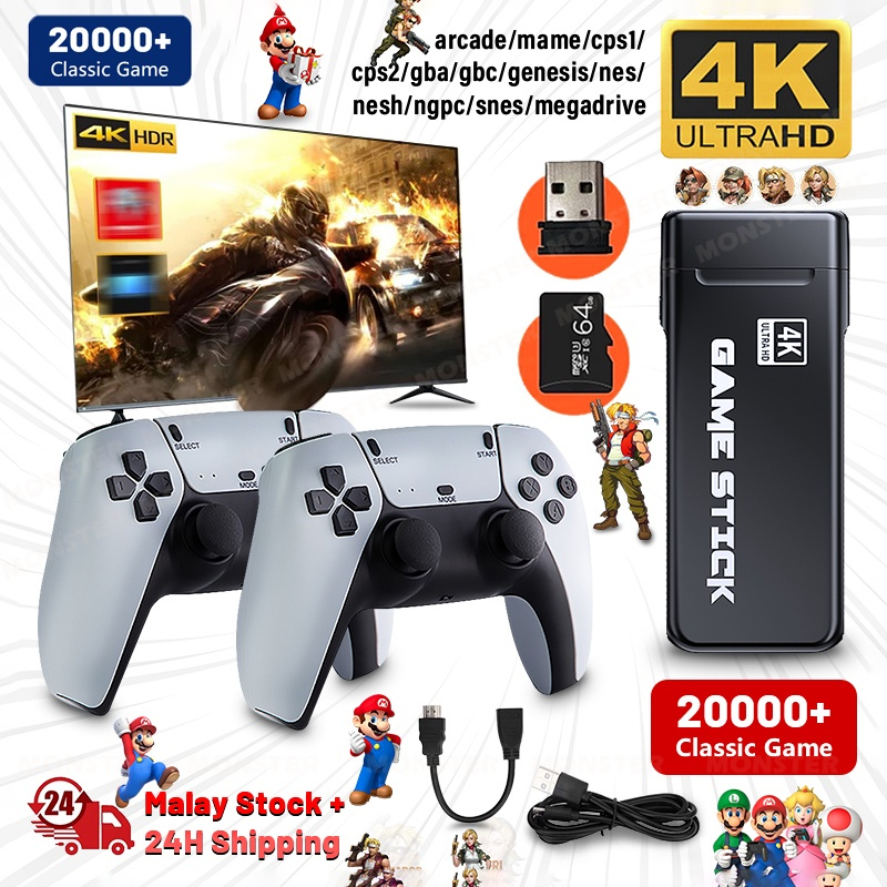 PlayStation เกม stick 4k เครื่องเกม M8 PRO วิดีโอเกมคอนโซล 4K HD 20000+ เกม 2.4G ไร้สาย ควบคุมทีวี เกมย้อนยุค เกมสติ๊กมือถือ ราคา 620 บาท*ส่งฟรี