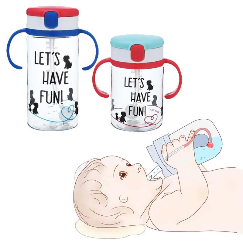 เด็กเรียนรู้ขวดน้ำดื่มให้อาหารถ้วย Sippy ที่มีด้ามจับทารกแรกเกิดเด็กน่ารักการ์ตูนรั่วซึมถ้วย