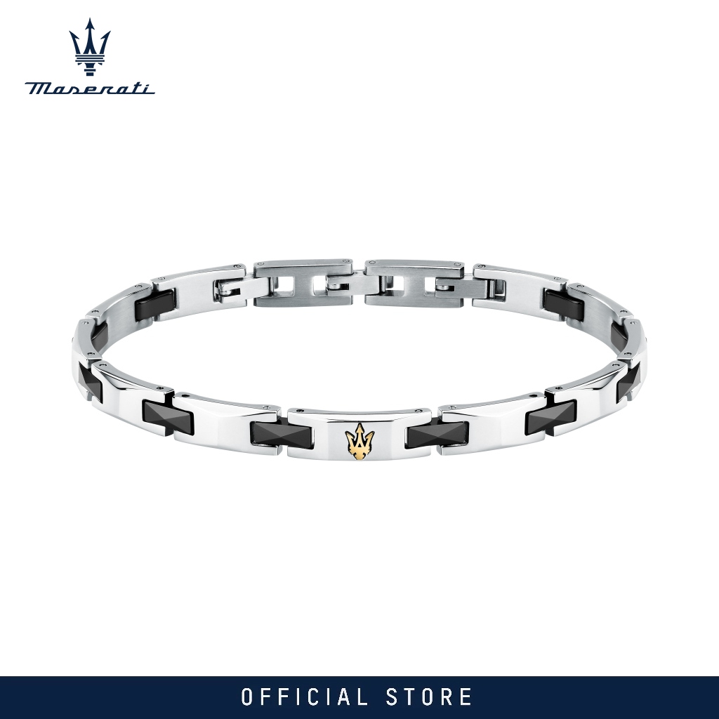 Maserati Jewels 185+30 mm Men's Bracelet, Stainless Steel, Black Ceramic, Yellow Gold Logo, JM424ATZ49 (Adjustable) ราคา 3,093 บาท*ส่งฟรี