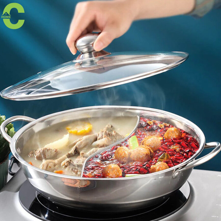 GCP Products Hot Pot With Divider Induction: 304 Stainless Steel