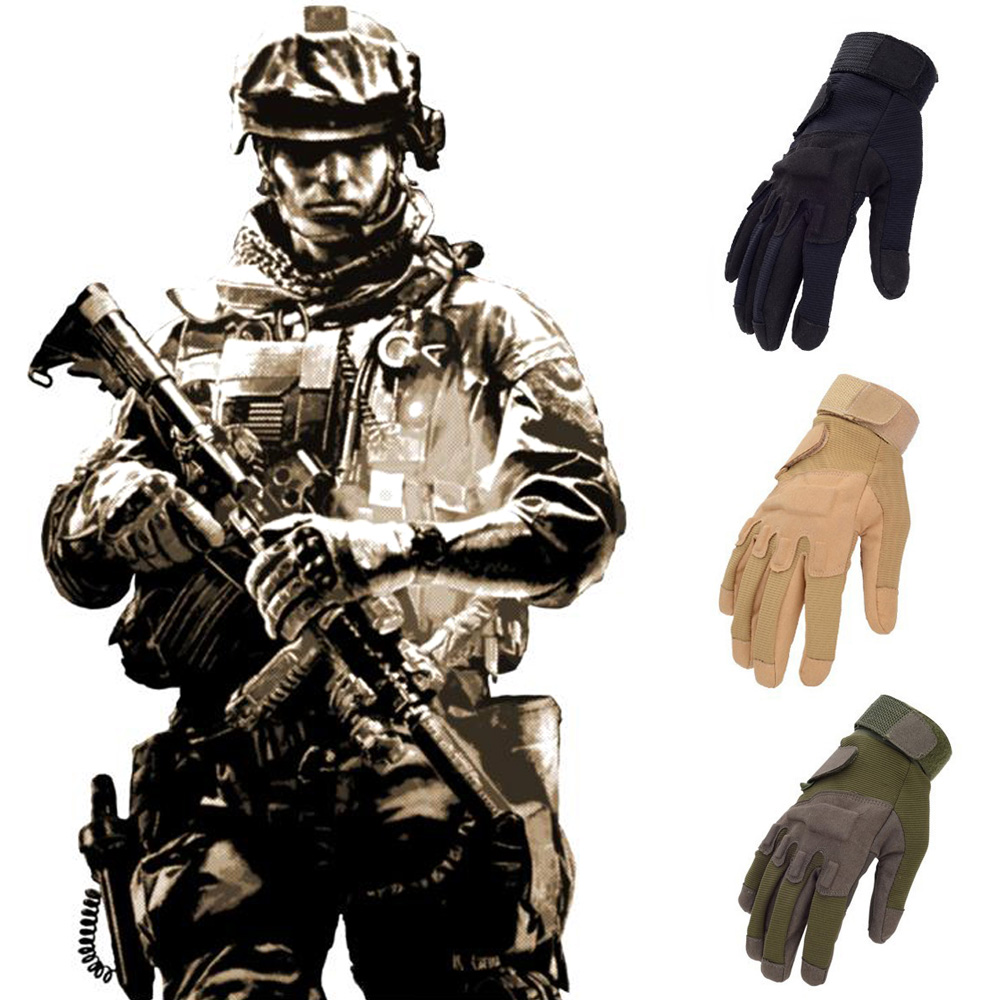 SOUMNS SPORTS New Camping Microfiber Wear-resistant Thick Riding Gloves Winter Sport Gloves Army Tactical Mittens Military Gloves Full Finger