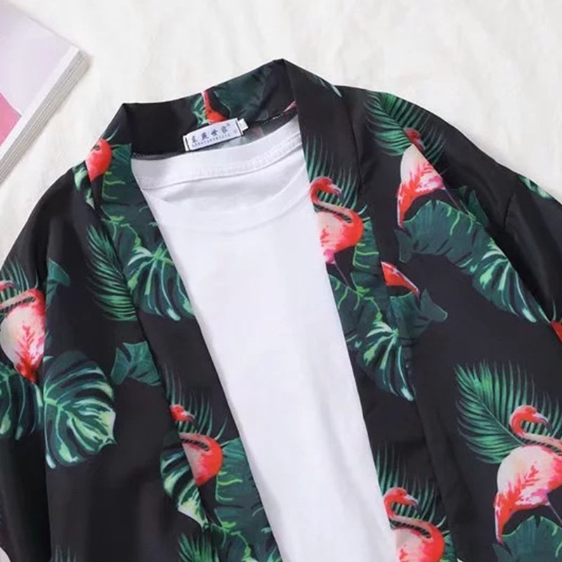 Zunshangniao Japanese Retro Robe Kimono Cardigan Shirt Couple Loose Short Sleeve Jacket ราคา  517 บาท*ส่งฟรี